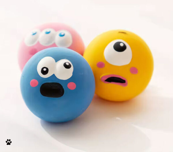 Dog Sounding Toy With Cute Big Eyeball Design,Pet Durable Latex Chew Interactive Training With Squeaky Dog Toy Ball - Image 2