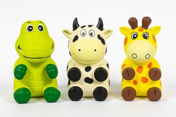 Squeaky Rubber Dog Toys – Set of 3 (Cow, Alligator & Giraffe) - Image 3